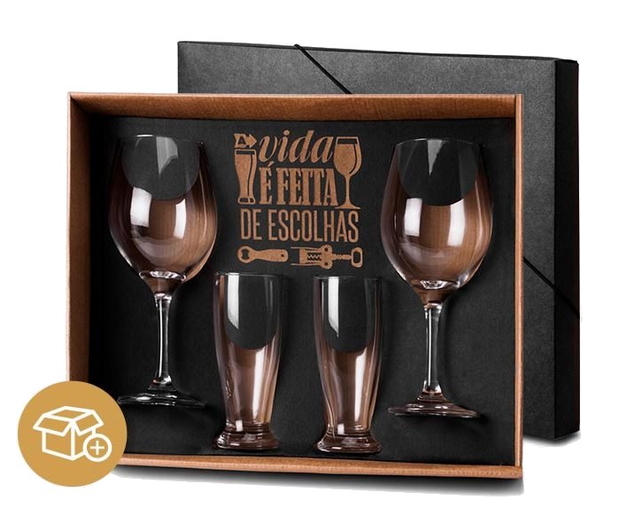 Jogo Copos de Vidro Para Vinho e Cerveja Personalizado 90015 - Brindel